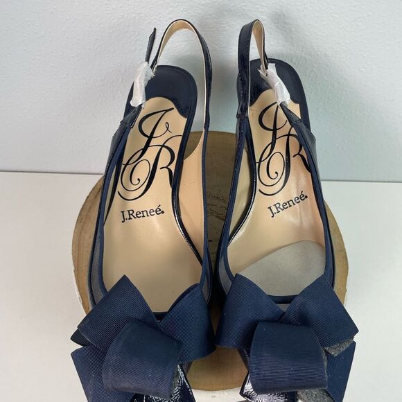 NWOT J. Renee Garbi Sleek Blue Patent Leather Heels Size 8 - Picture 3 of 7